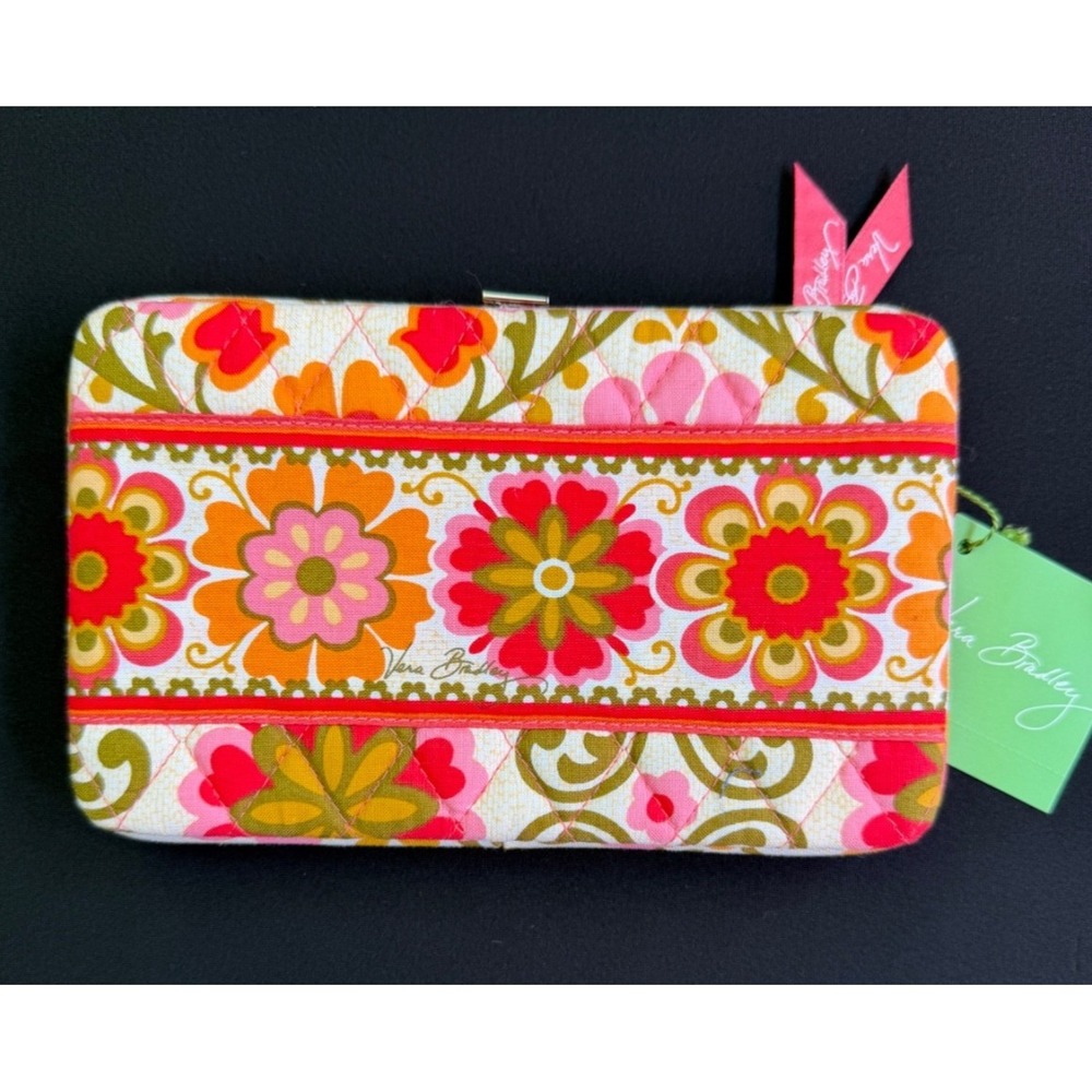 NEW Vera Bradley Opera Clutch Snap Kiss Wallet Folkloric Floral HardShell Flower